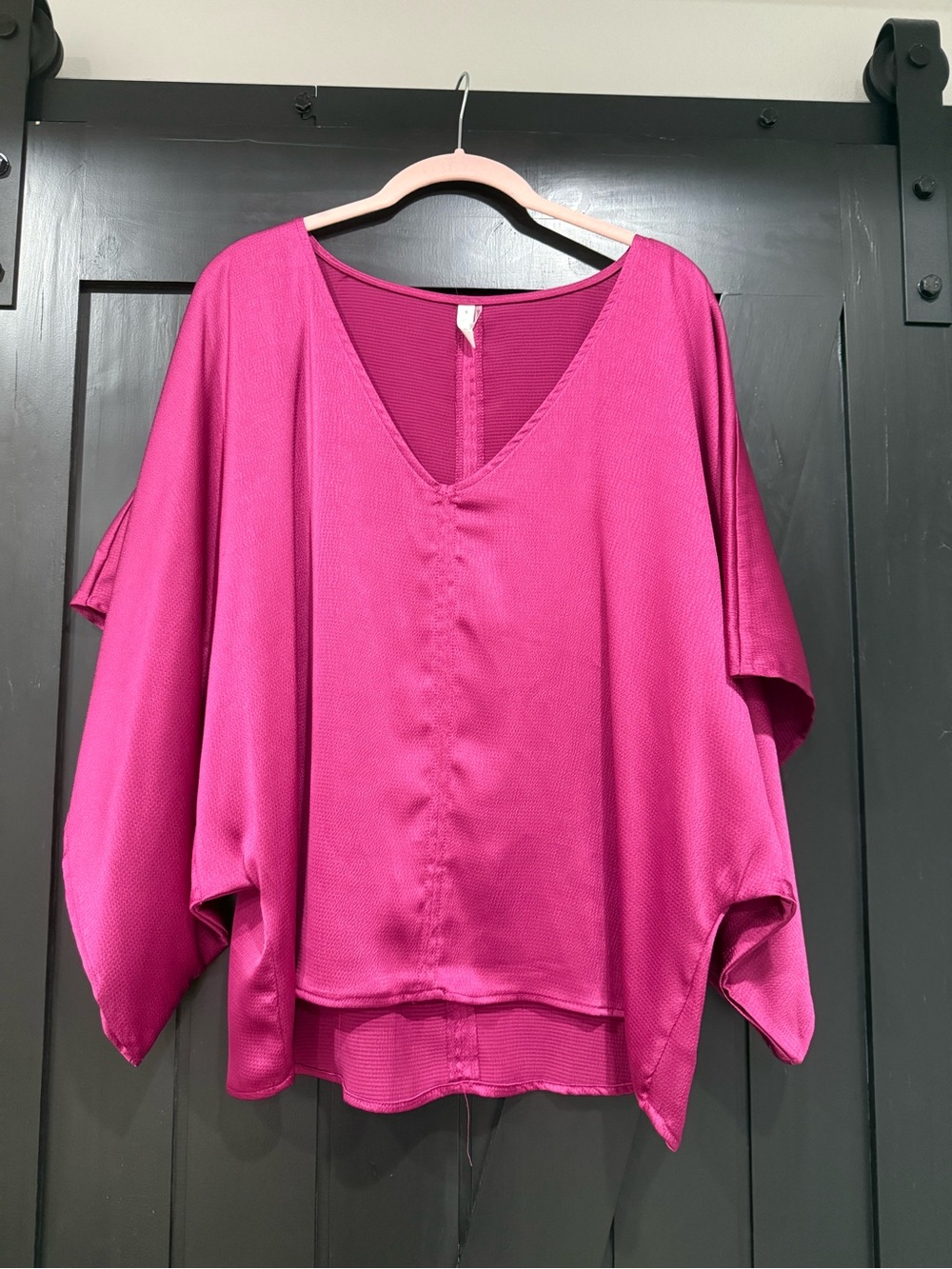 glam Oversized V-Neck Tunic in Fuchsia